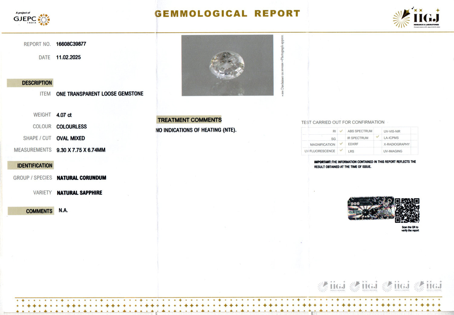 Ceylon White Sapphire - 4.07 Carat Limited Quality CWS-10058