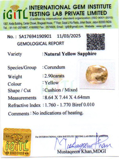 Yellow Sapphire - 2.90 Carats