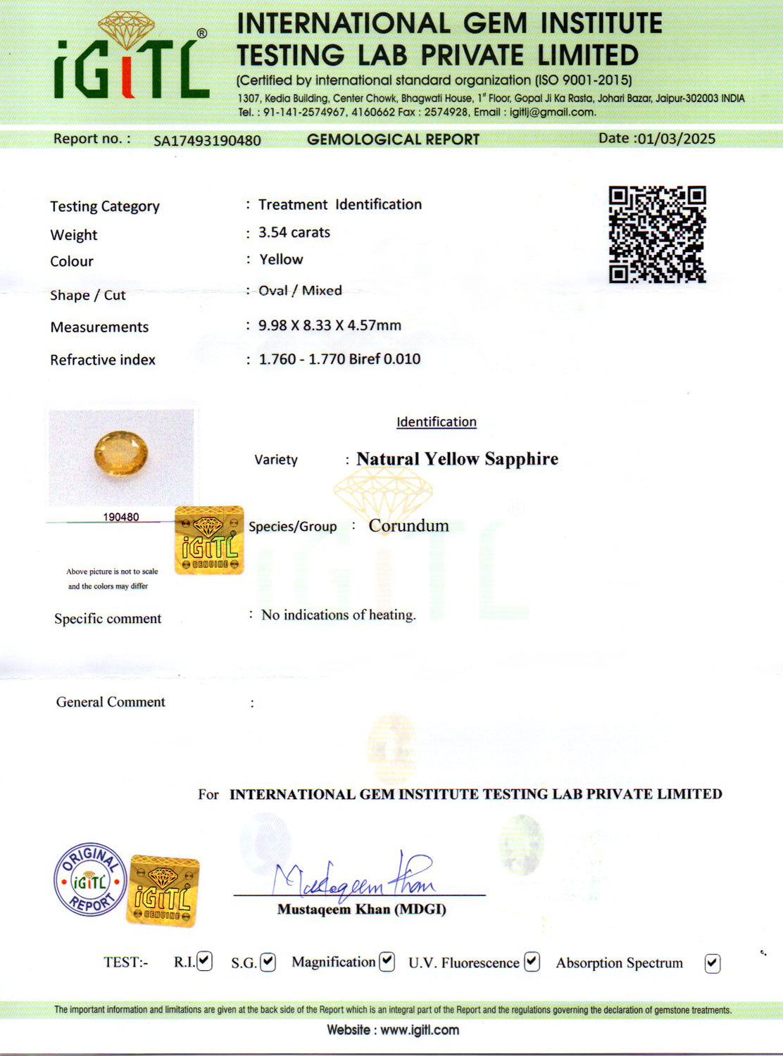 Yellow Sapphire - 3.54 Carats