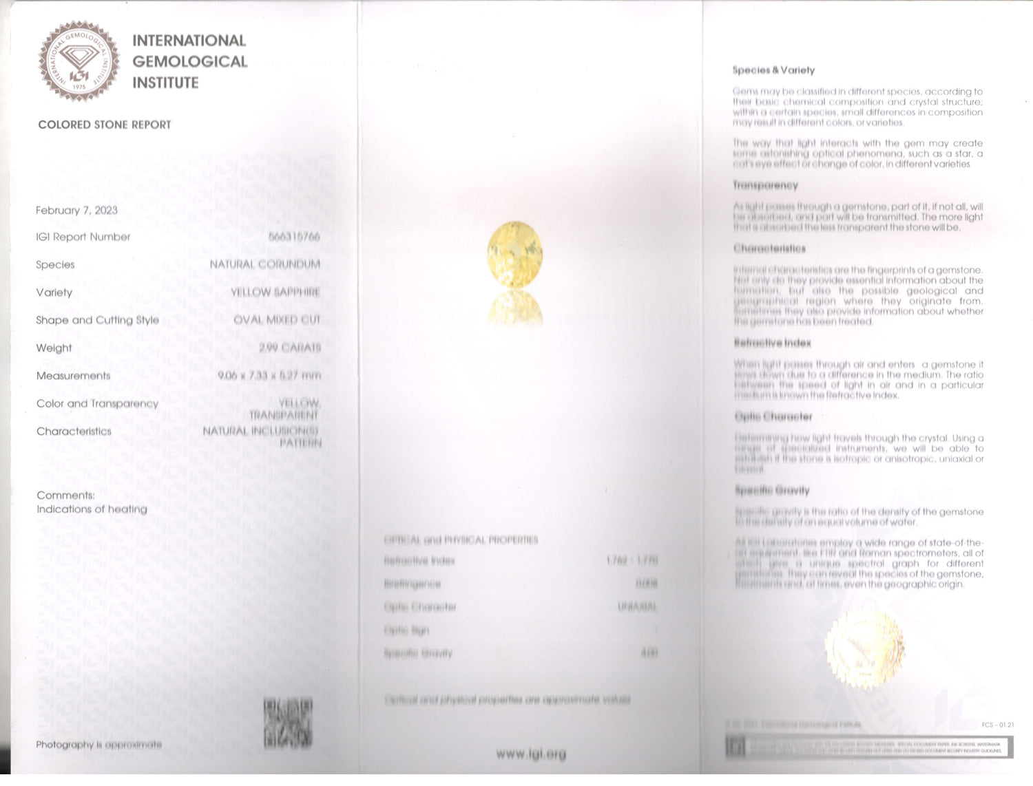 Ceylon Yellow Sapphire - 2.99 Carat Limited Quality CYS-3542