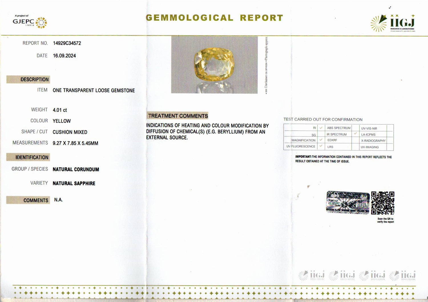 Ceylon Yellow Sapphire - 4.01 Carat Limited Quality CYS-3549