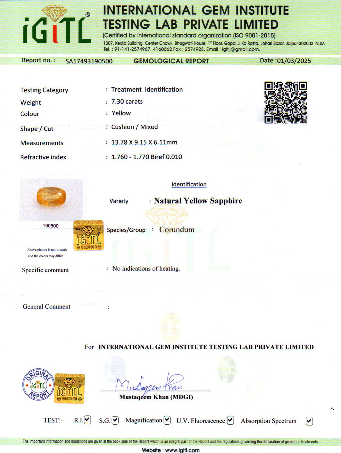 Ceylon Yellow Sapphire - 7.30 Carat Limited Quality CYS-3557