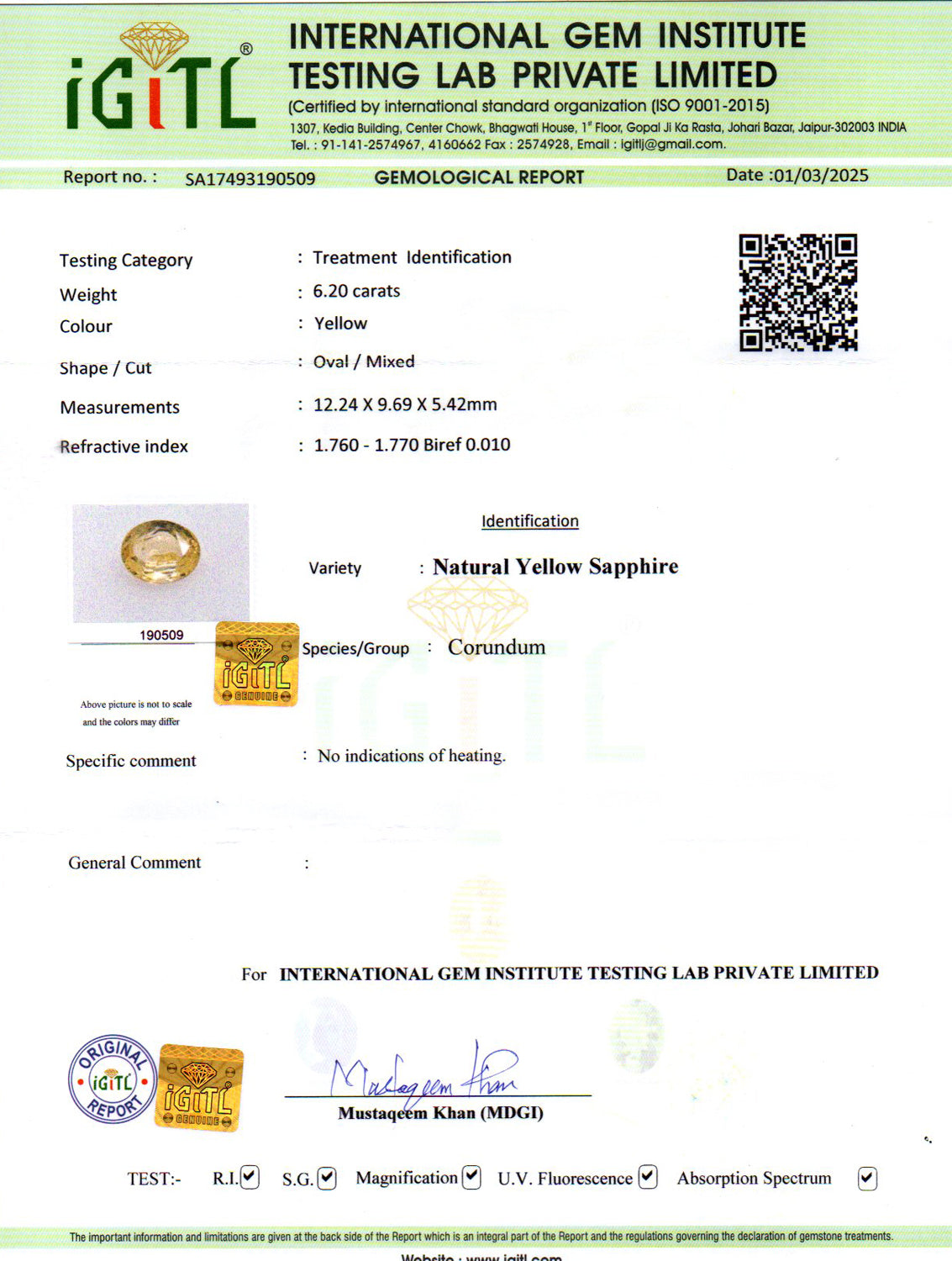Ceylon Yellow Sapphire - 6.20 Carat Limited Quality CYS-3608
