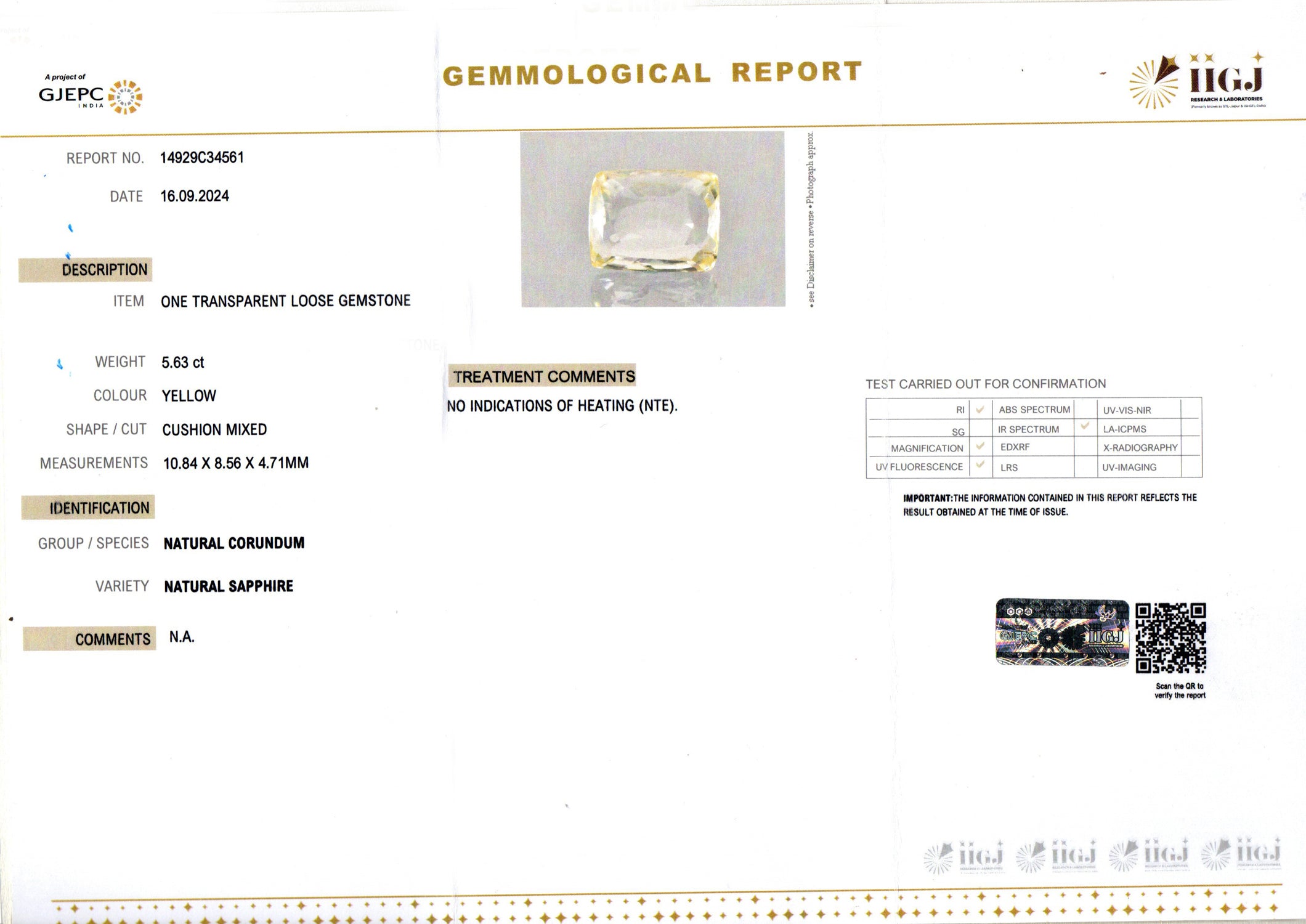 Ceylon Yellow Sapphire - 5.63 Carat Limited Quality CYS-3614