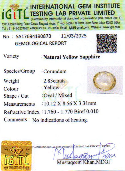 Yellow Sapphire - 2.83 Carats