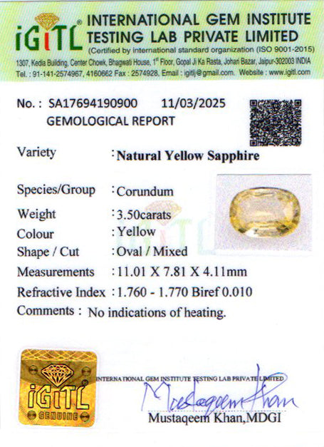 Yellow Sapphire - 3.50 Carats
