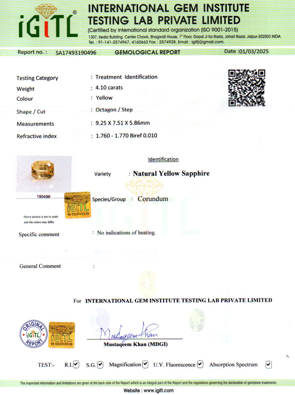 Ceylon Yellow Sapphire - 4.10 Carat Limited Quality CYS-3693