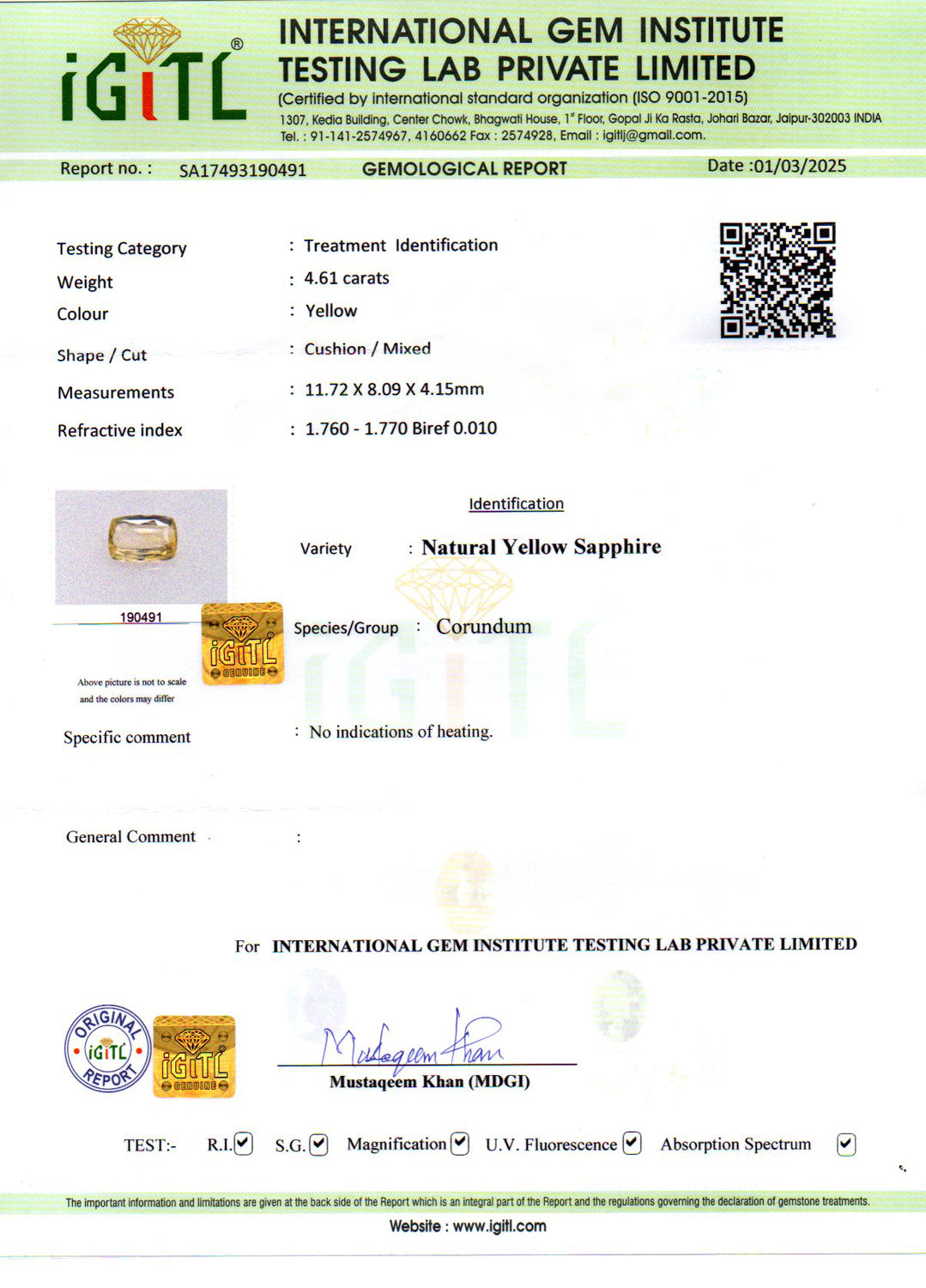 Ceylon Yellow Sapphire - 4.61 Carat Limited Quality CYS-3695