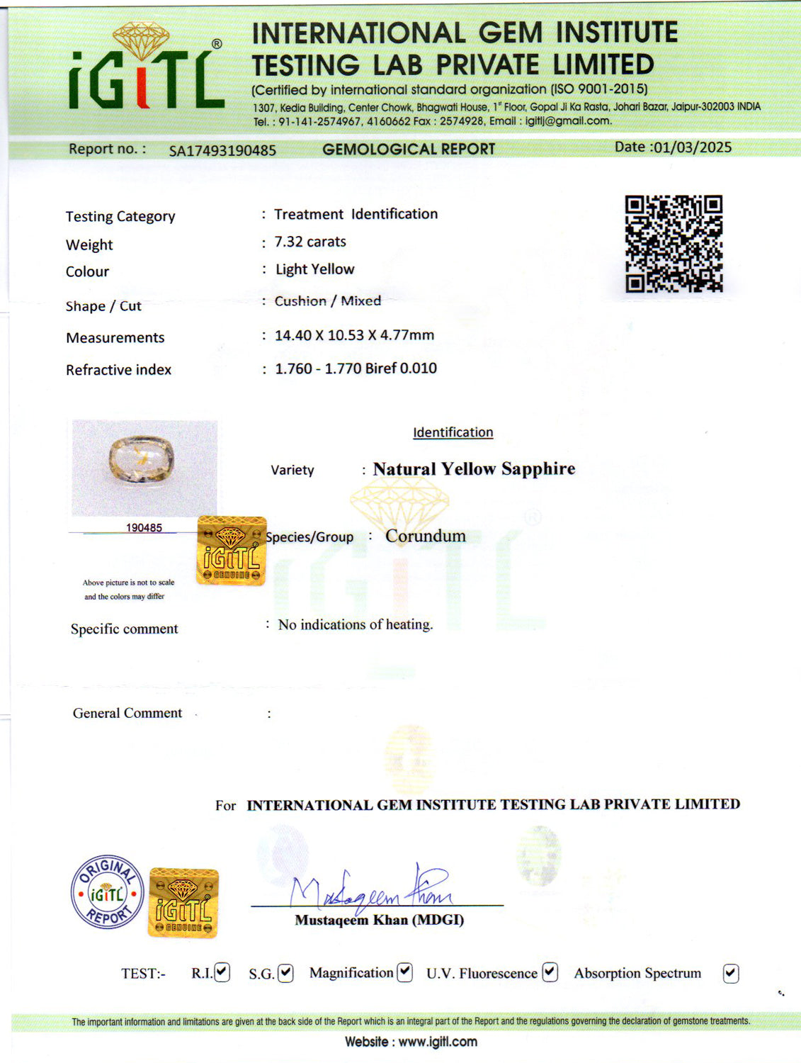 Yellow Sapphire - 7.32 Carats