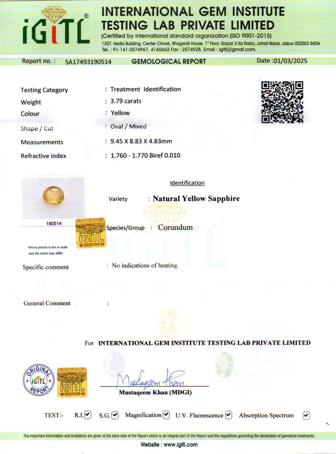 Yellow Sapphire - 3.79 Carats
