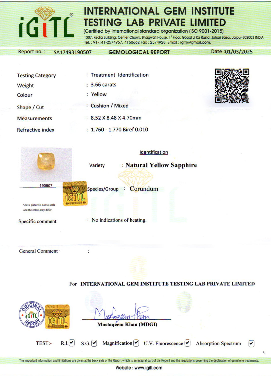 Yellow Sapphire - 3.66 Carats