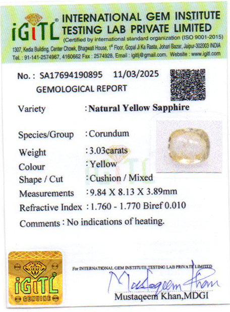 Yellow Sapphire - 3.03 Carats