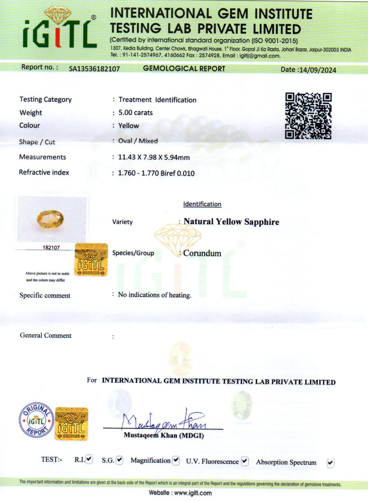 Yellow Sapphire - 5.00 Carats