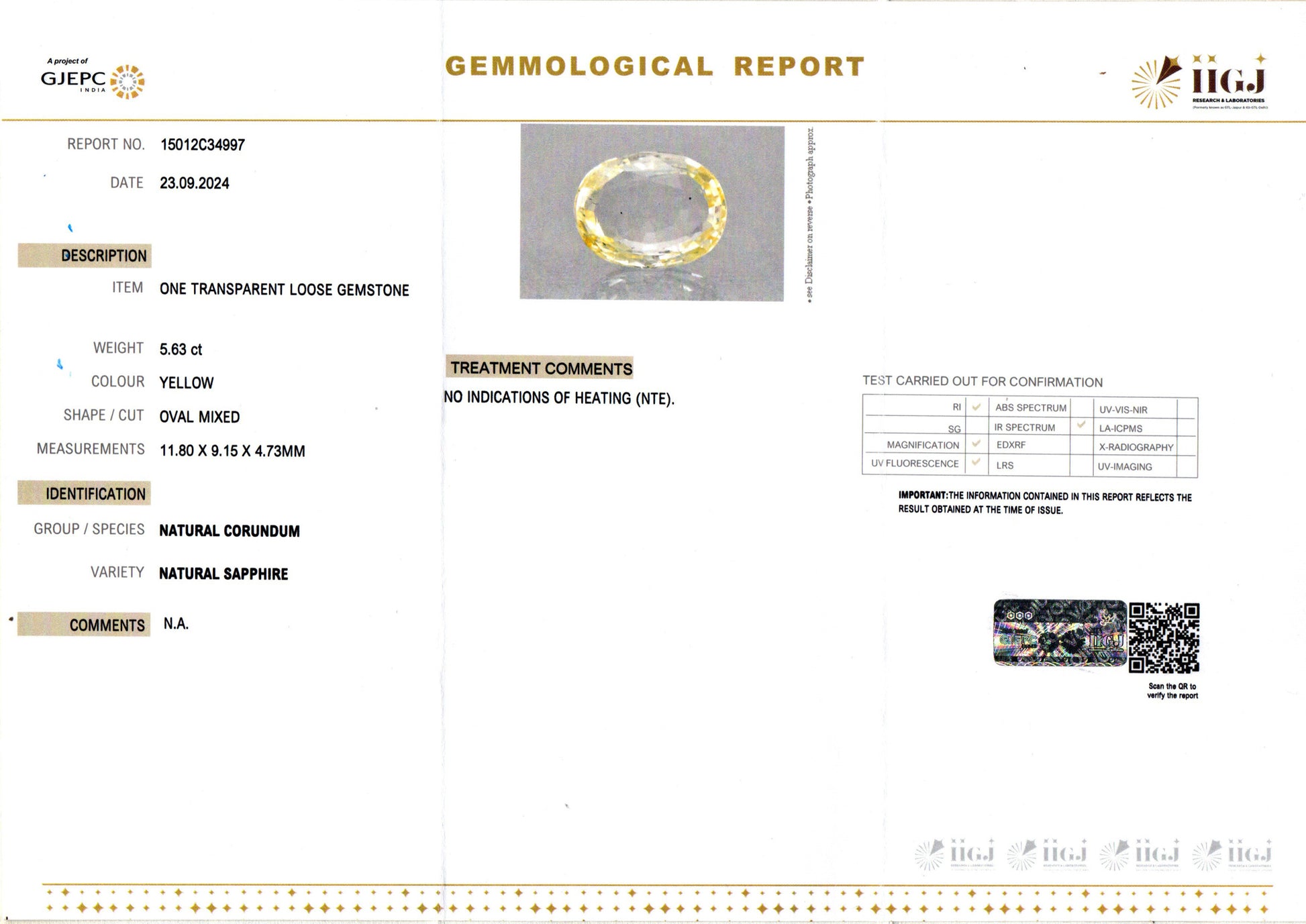 Yellow Sapphire - 5.63 Carats