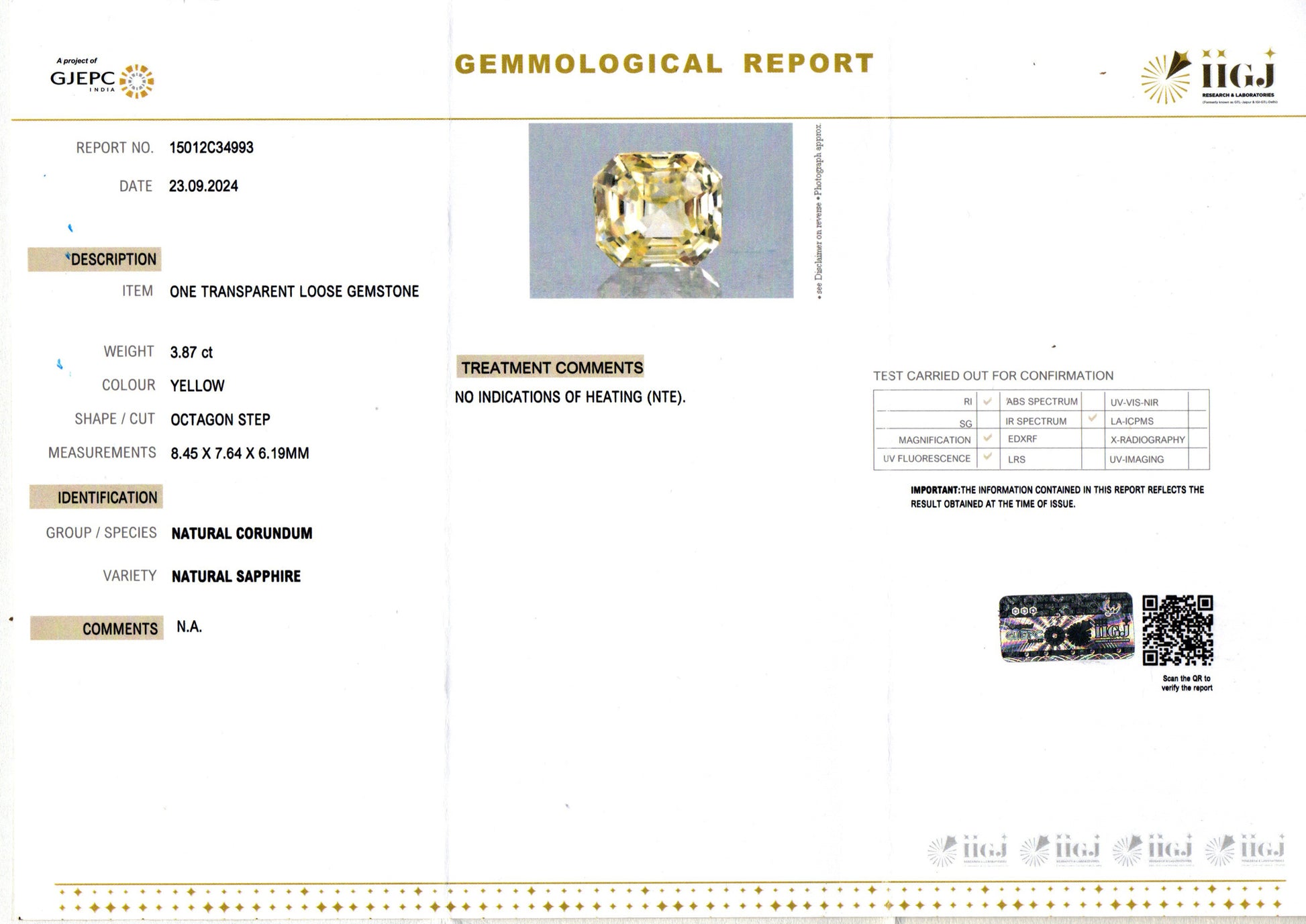 Ceylon Yellow Sapphire - 3.87 Carat Rare Quality CYS-3887