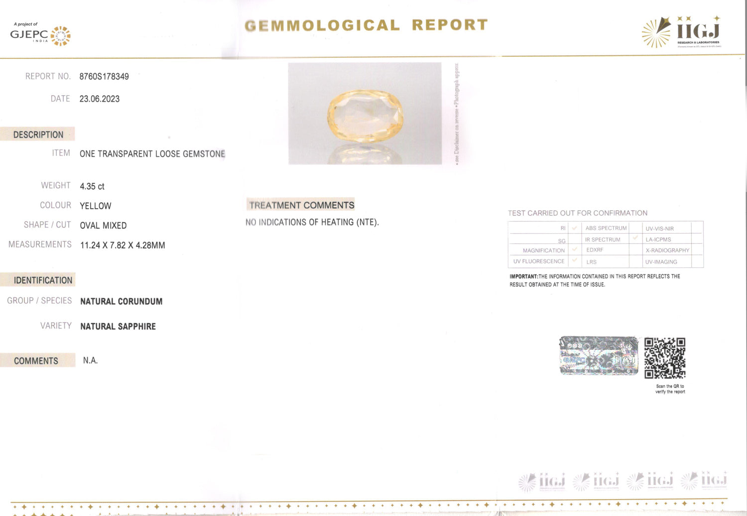 Ceylon Yellow Sapphire - 4.35 Carat Limited Quality CYS-3911