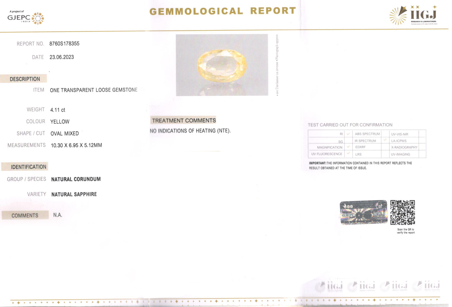 Ceylon Yellow Sapphire - 4.11 Carat Limited Quality CYS-3912