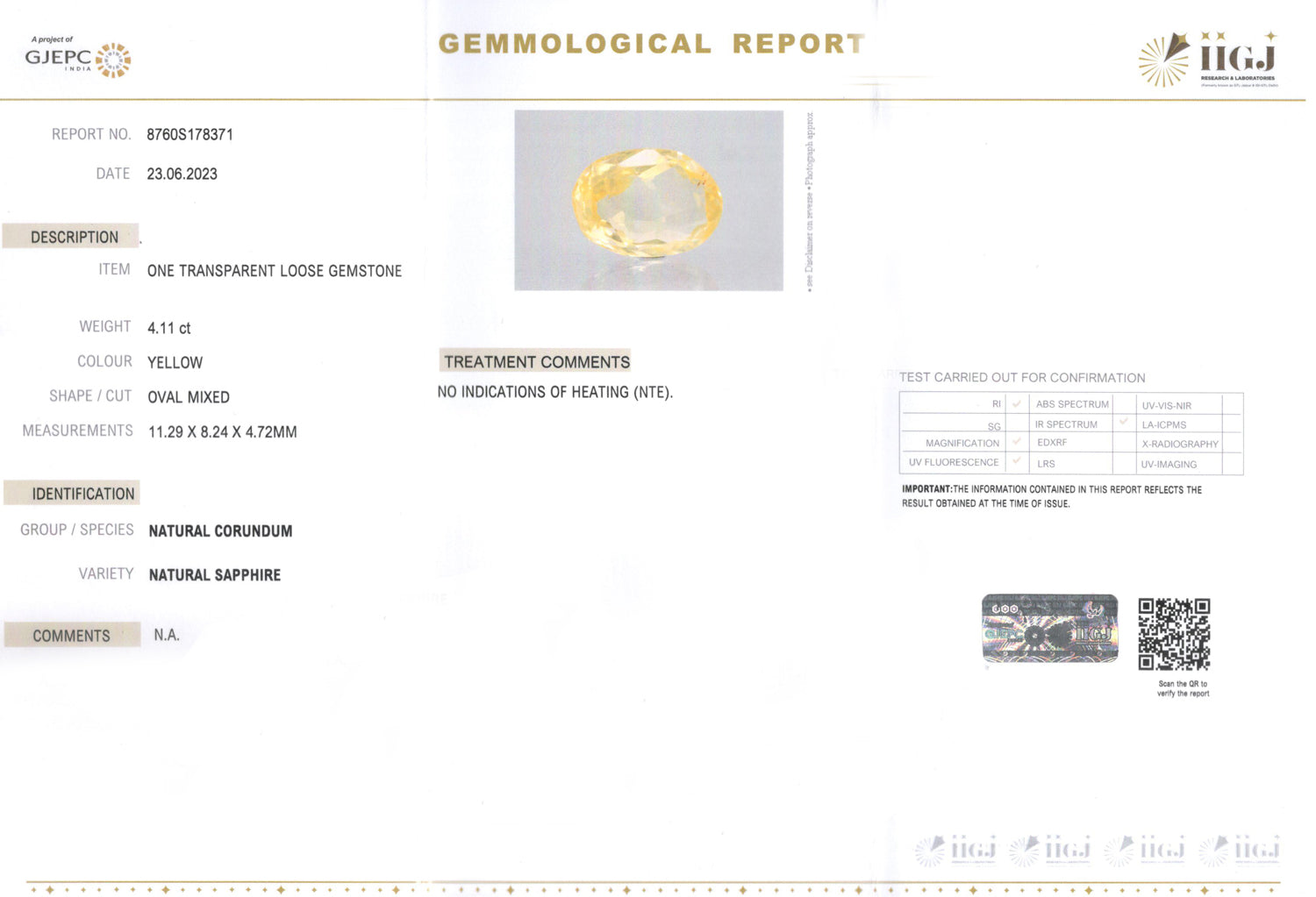 Ceylon Yellow Sapphire - 4.11 Carat Limited Quality CYS-3913