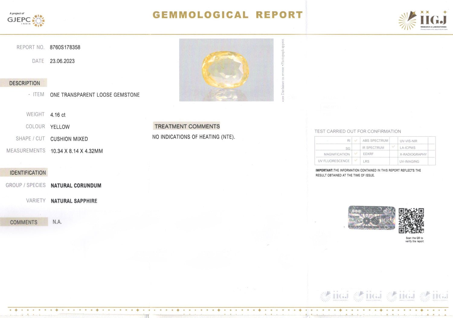 Ceylon Yellow Sapphire - 4.16 Carat Limited Quality CYS-3915
