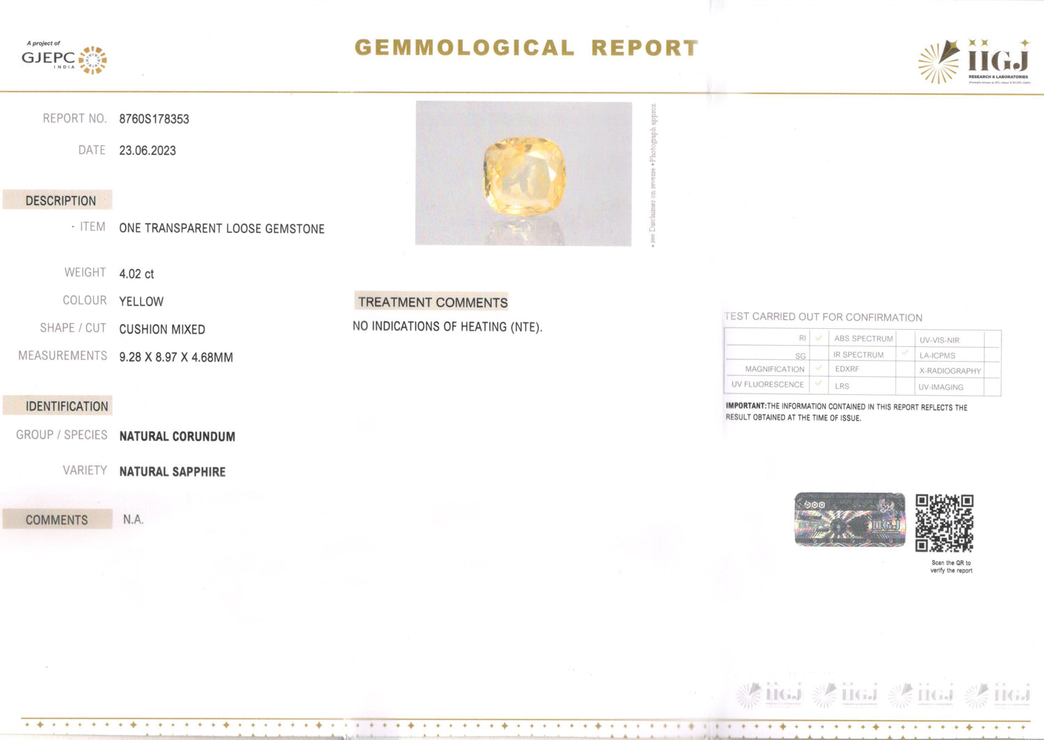 Ceylon Yellow Sapphire - 4.02 Carat Limited Quality CYS-3916