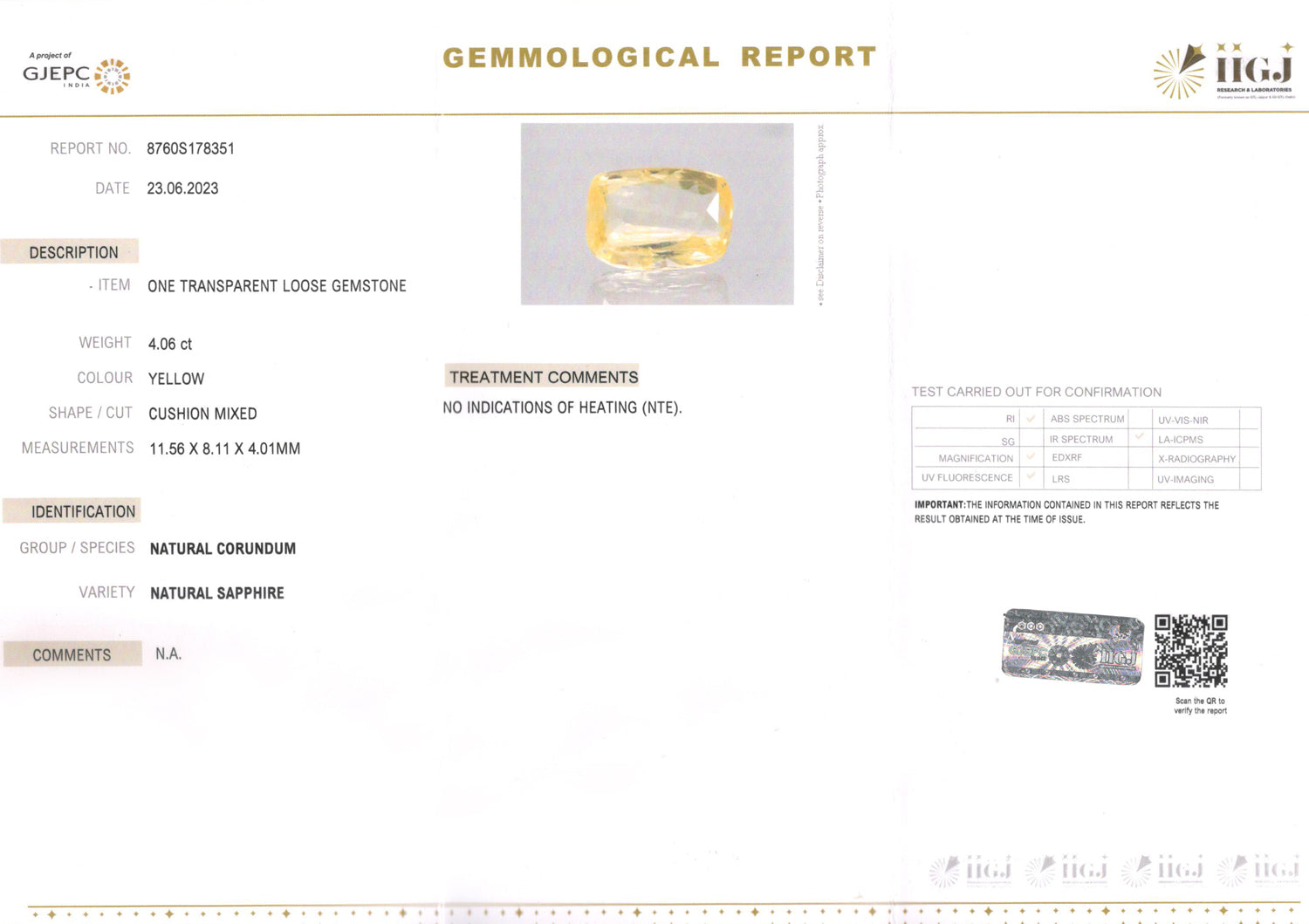 Ceylon Yellow Sapphire - 4.06 Carat Limited Quality CYS-3917