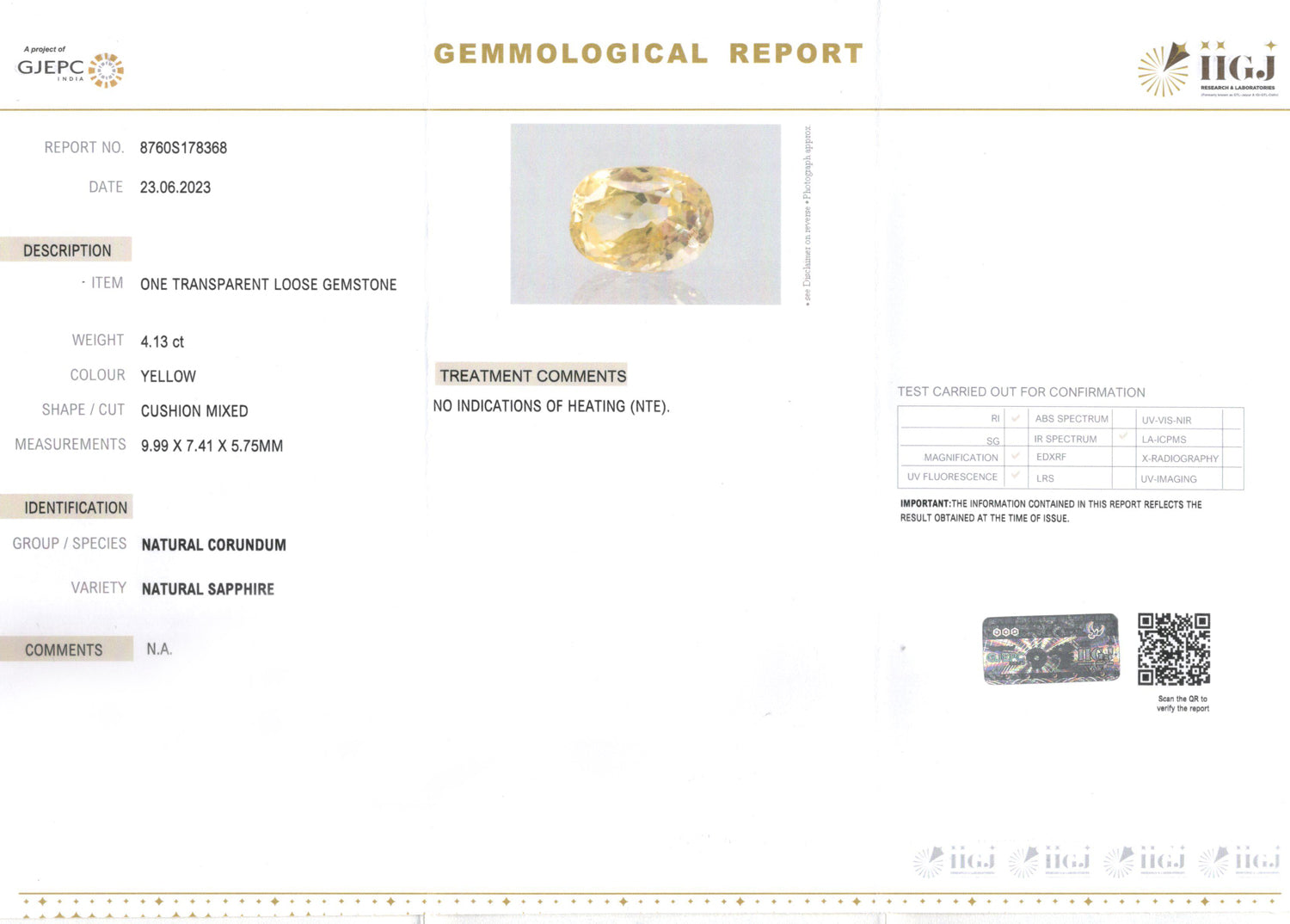 Yellow Sapphire - 4.13 Carats