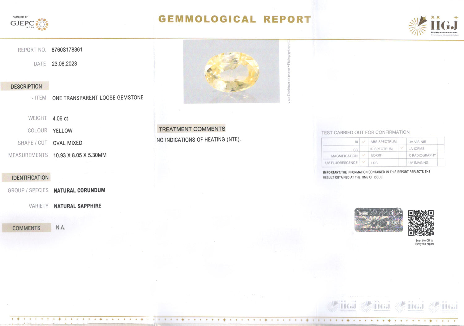 Ceylon Yellow Sapphire - 4.06 Carat Limited Quality CYS-3919