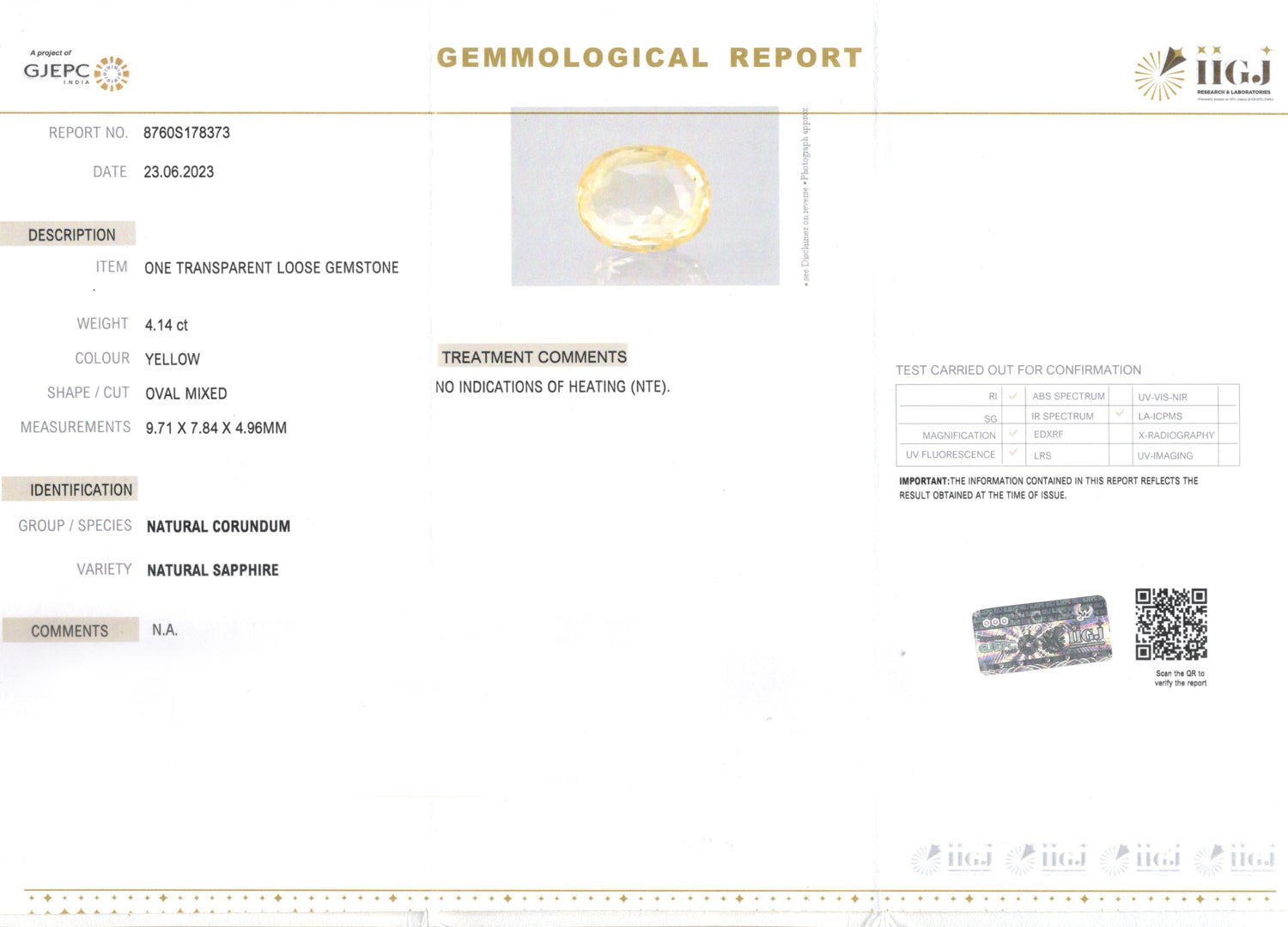 Yellow Sapphire - 4.14 Carats