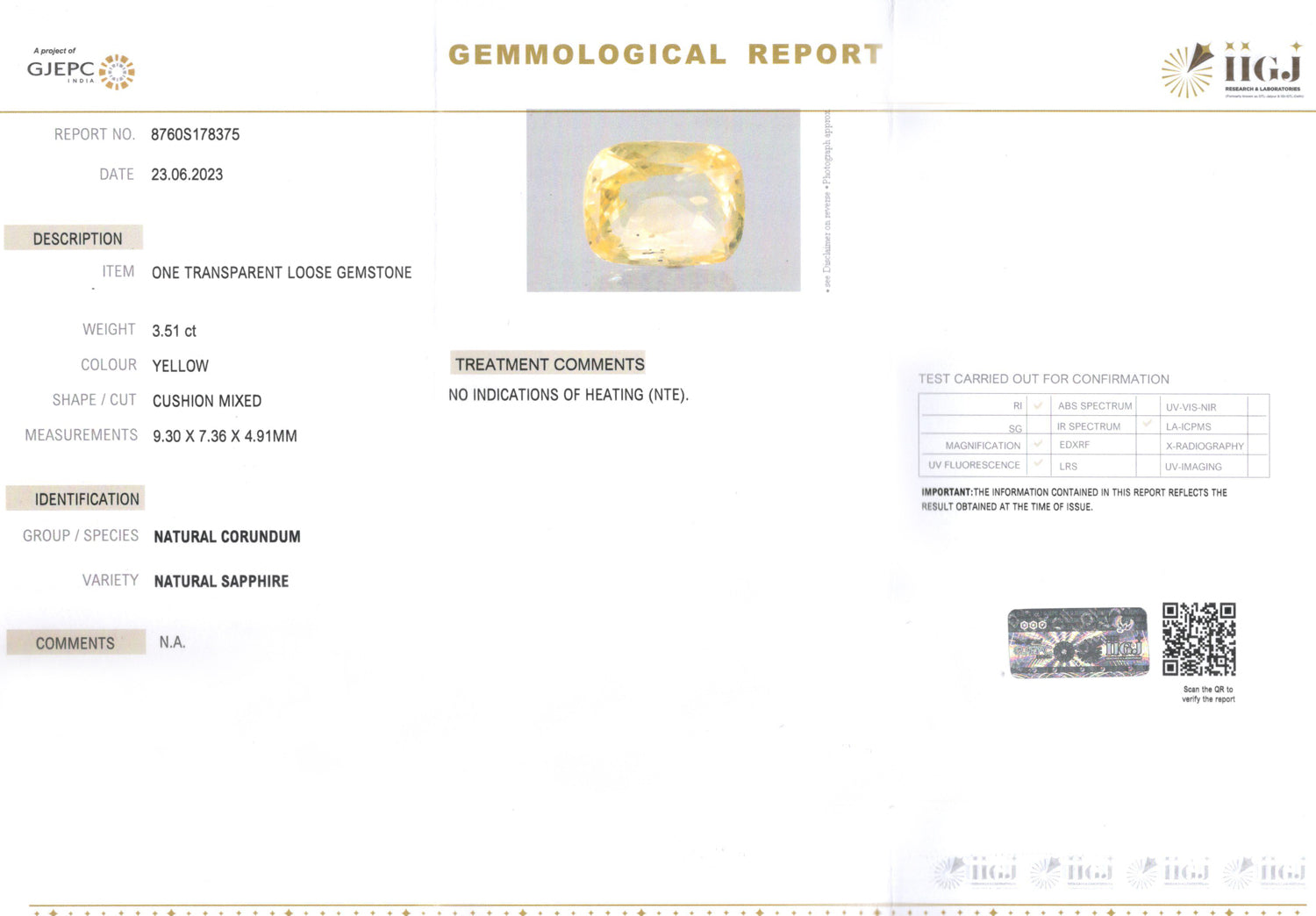 Yellow Sapphire - 3.51 Carats