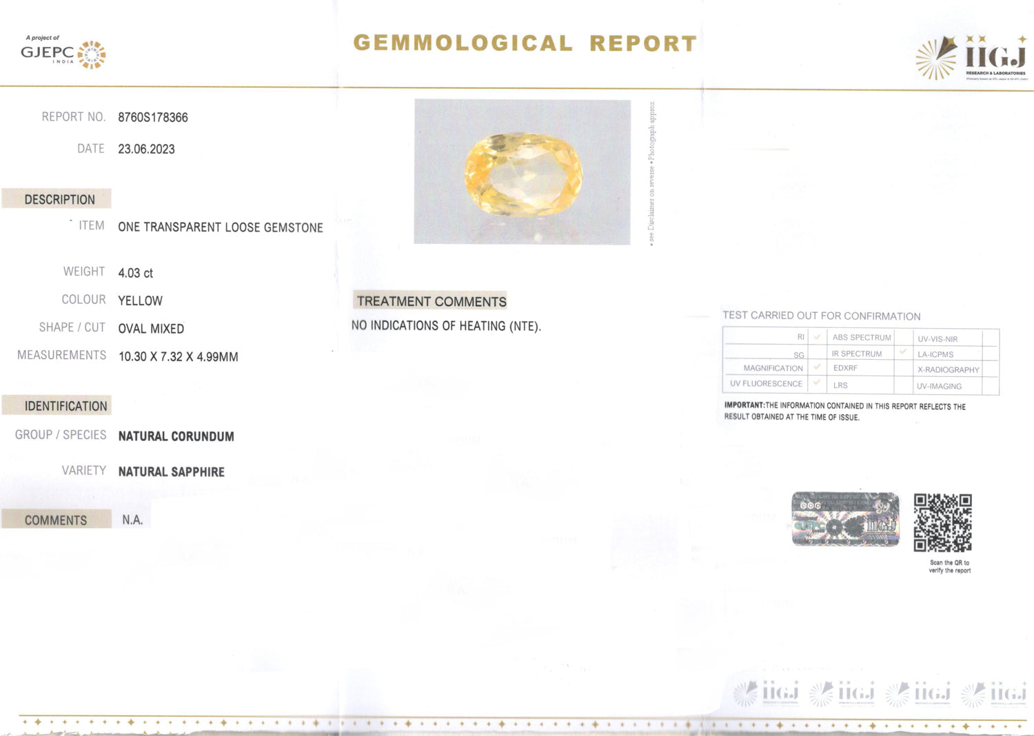 Ceylon Yellow Sapphire - 4.03 Carat Limited Quality CYS-3924