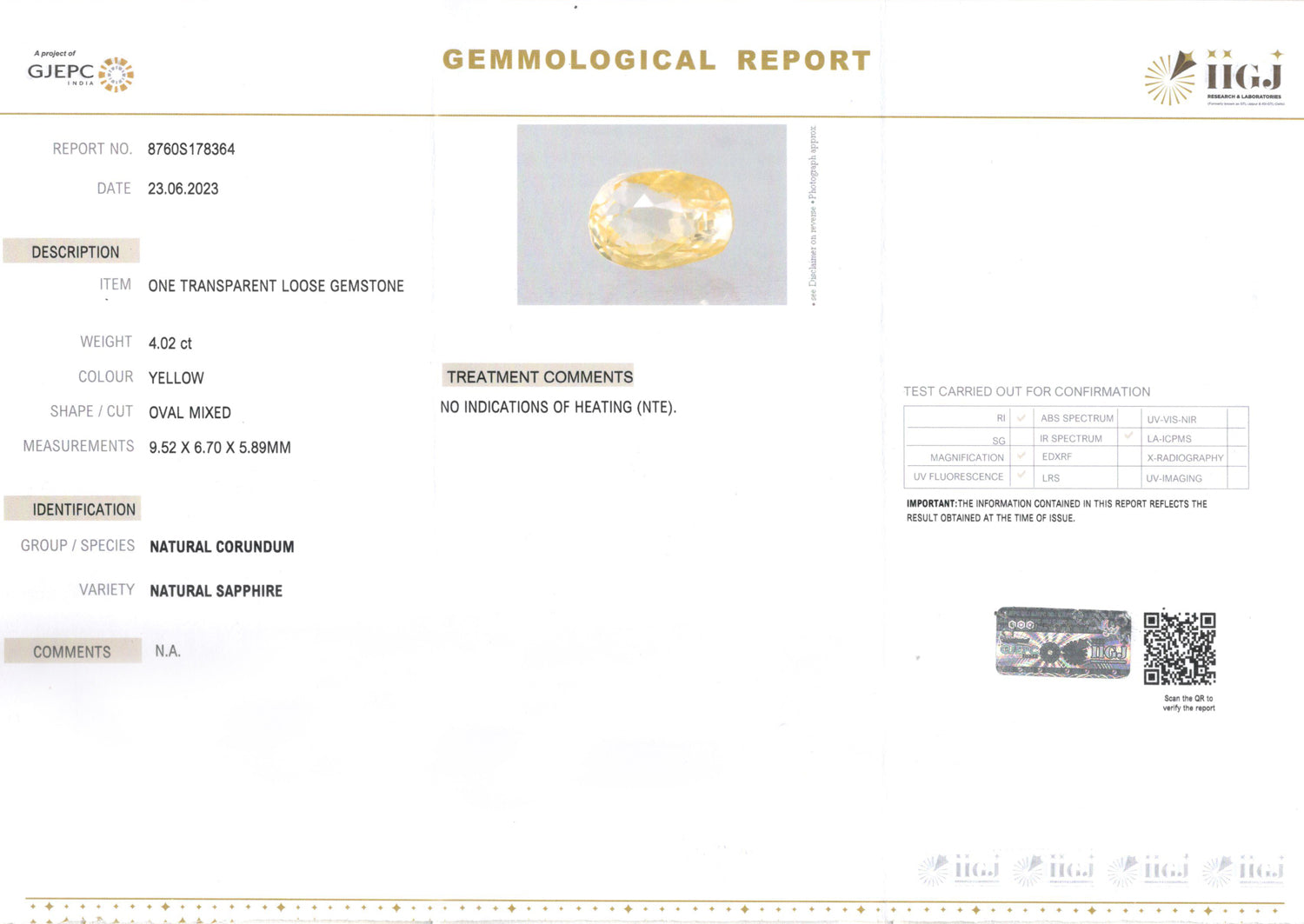 Ceylon Yellow Sapphire - 4.02 Carat Limited Quality CYS-3928