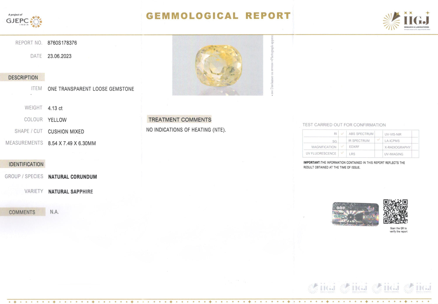 Yellow Sapphire - 4.13 Carats