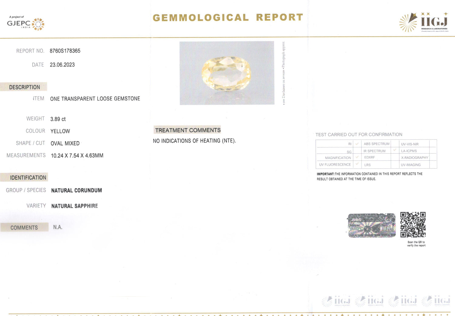 Ceylon Yellow Sapphire - 3.89 Carat Limited Quality CYS-3933