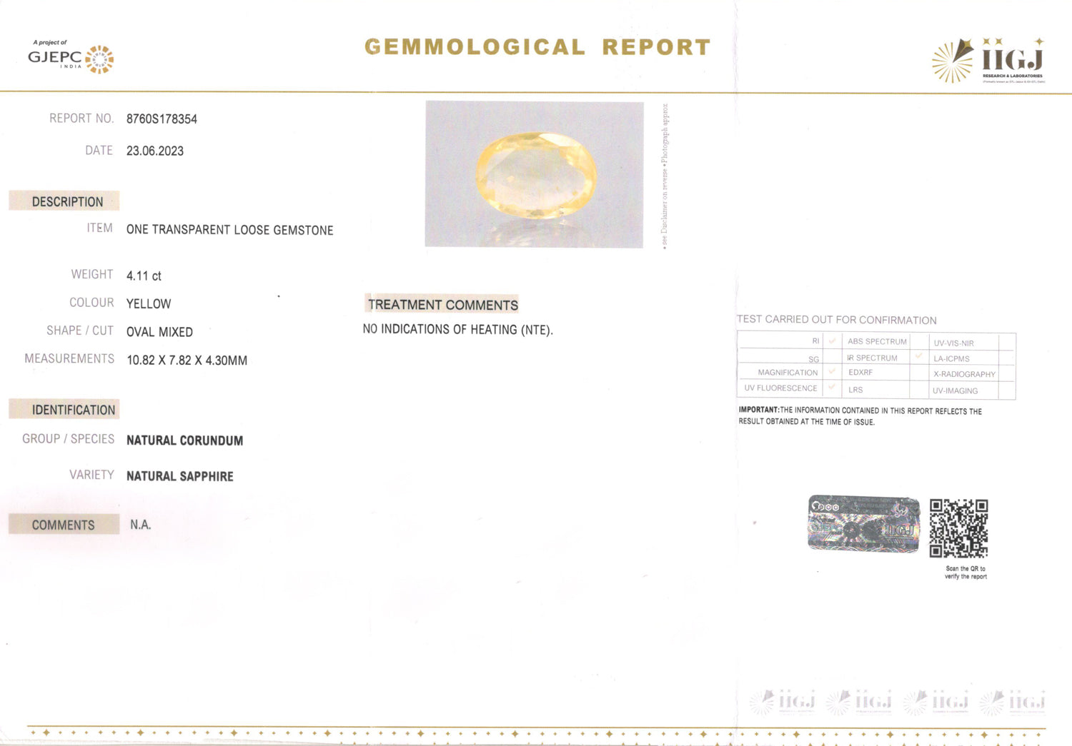 Ceylon Yellow Sapphire - 4.11 Carat Limited Quality CYS-3935