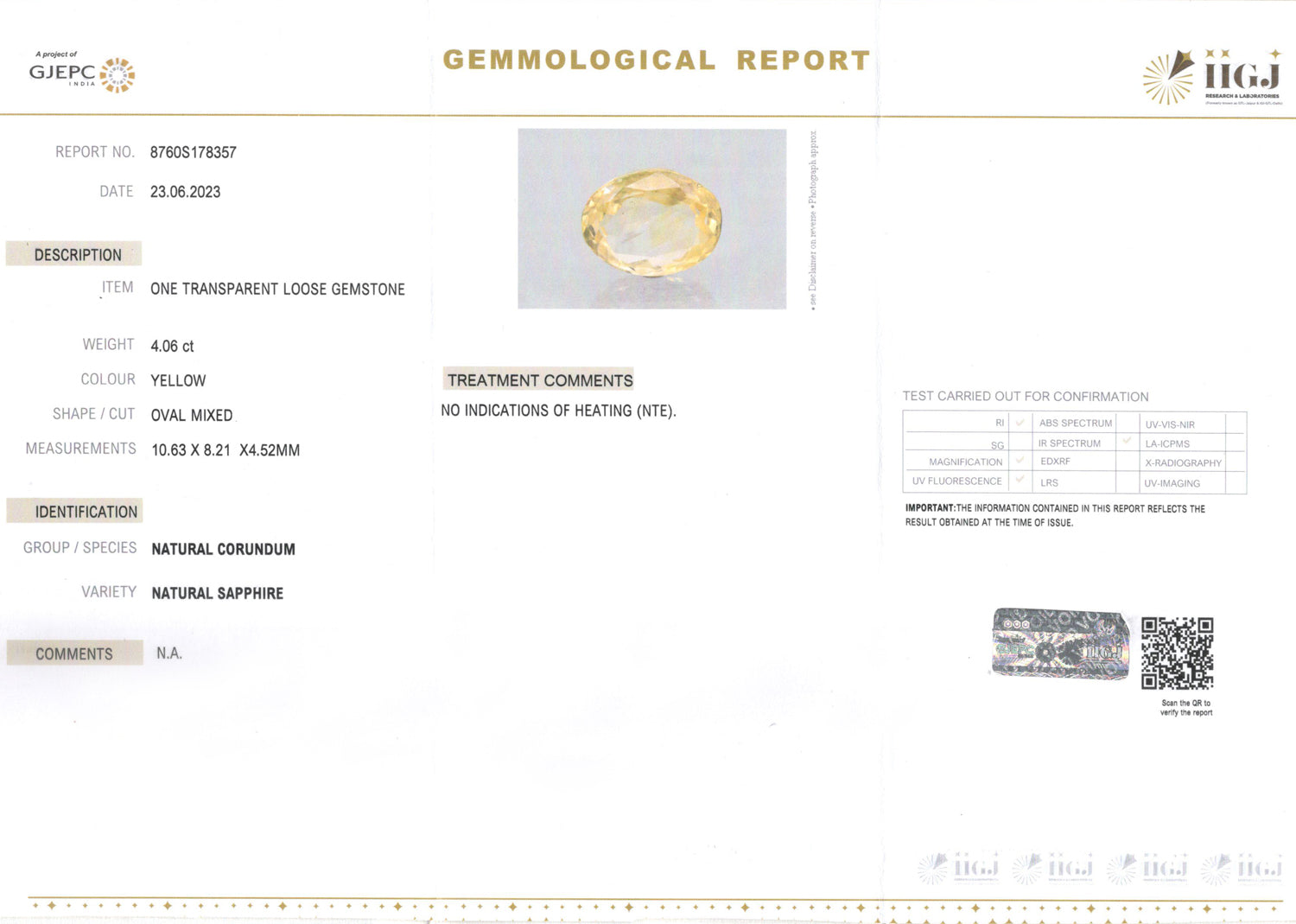 Ceylon Yellow Sapphire - 4.06 Carat Limited Quality CYS-3937