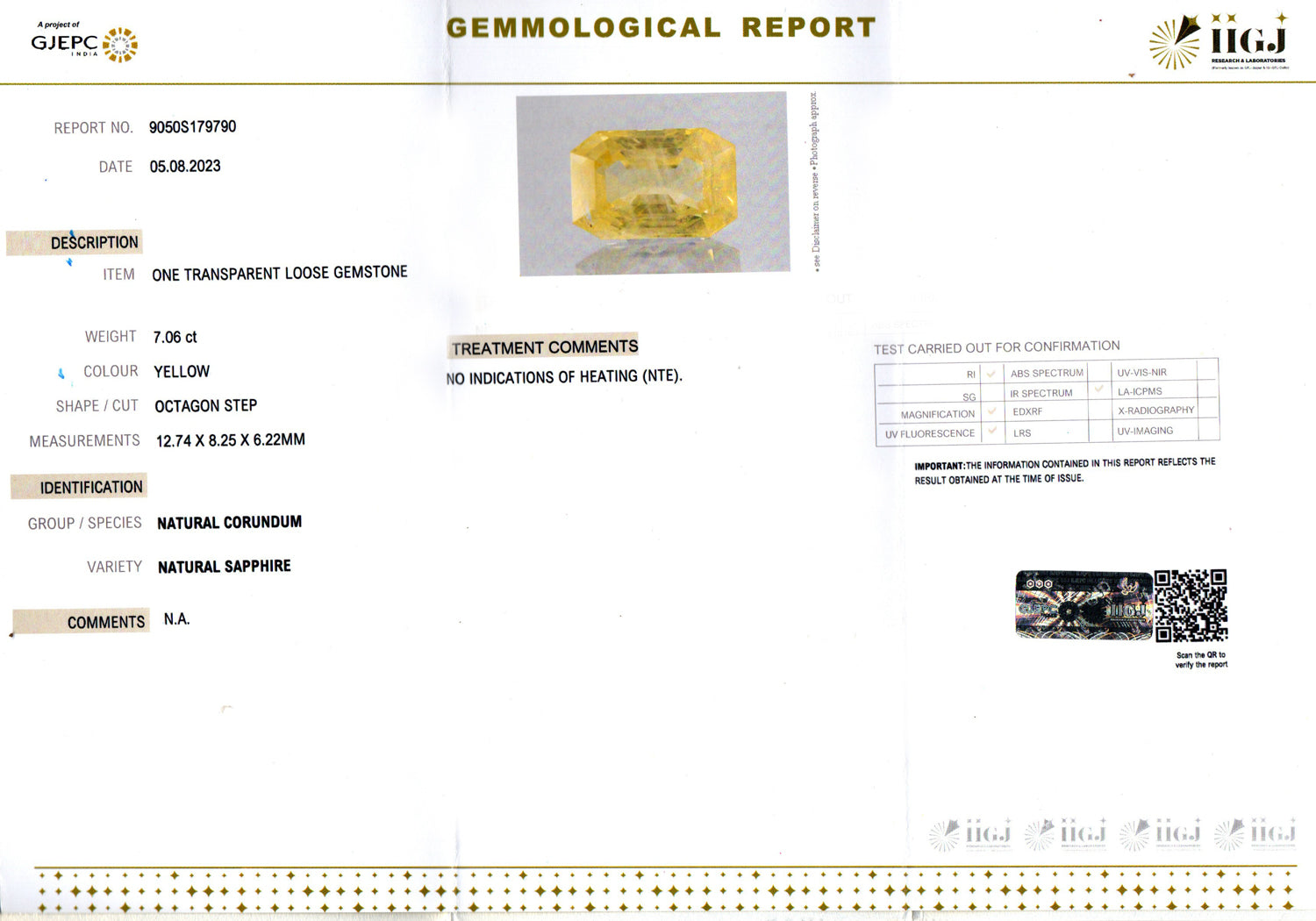 Ceylon Yellow Sapphire - 7.06 Carat Limited Quality CYS-3942