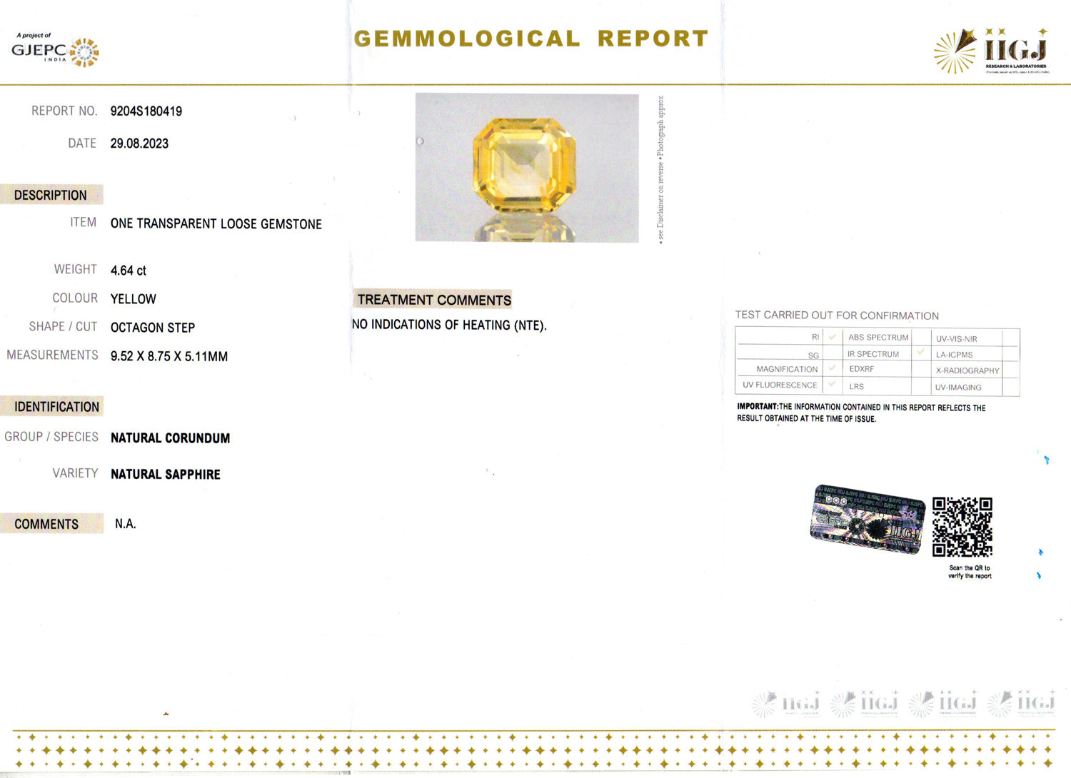 Yellow Sapphire - 4.64 Carats
