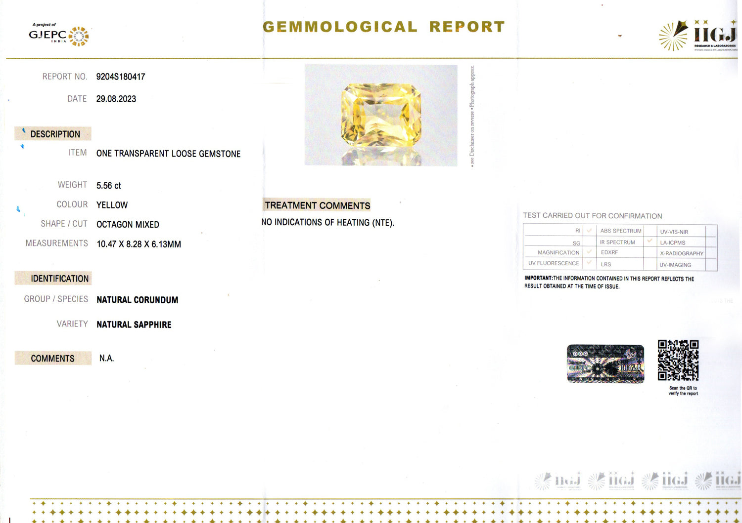 Yellow Sapphire - 5.56 Carats