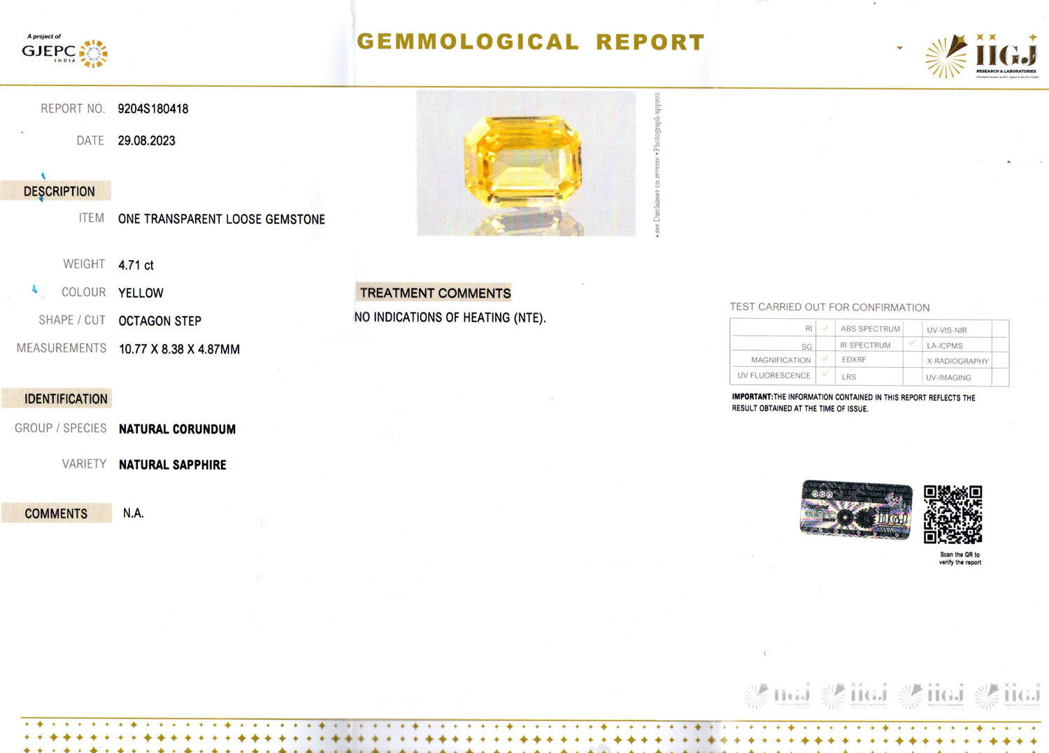 Yellow Sapphire - 4.71 Carats