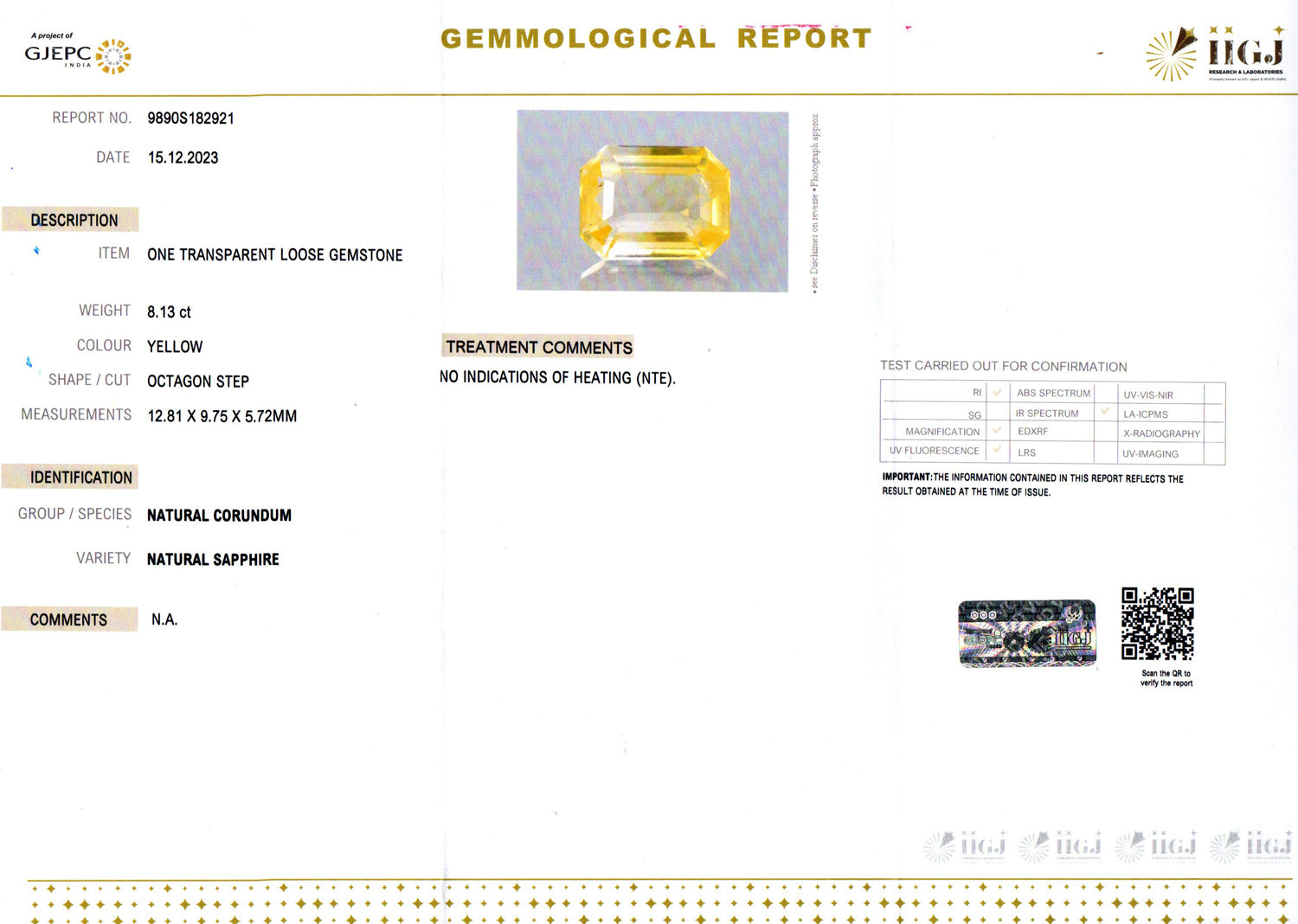 Yellow Sapphire - 8.13 Carats