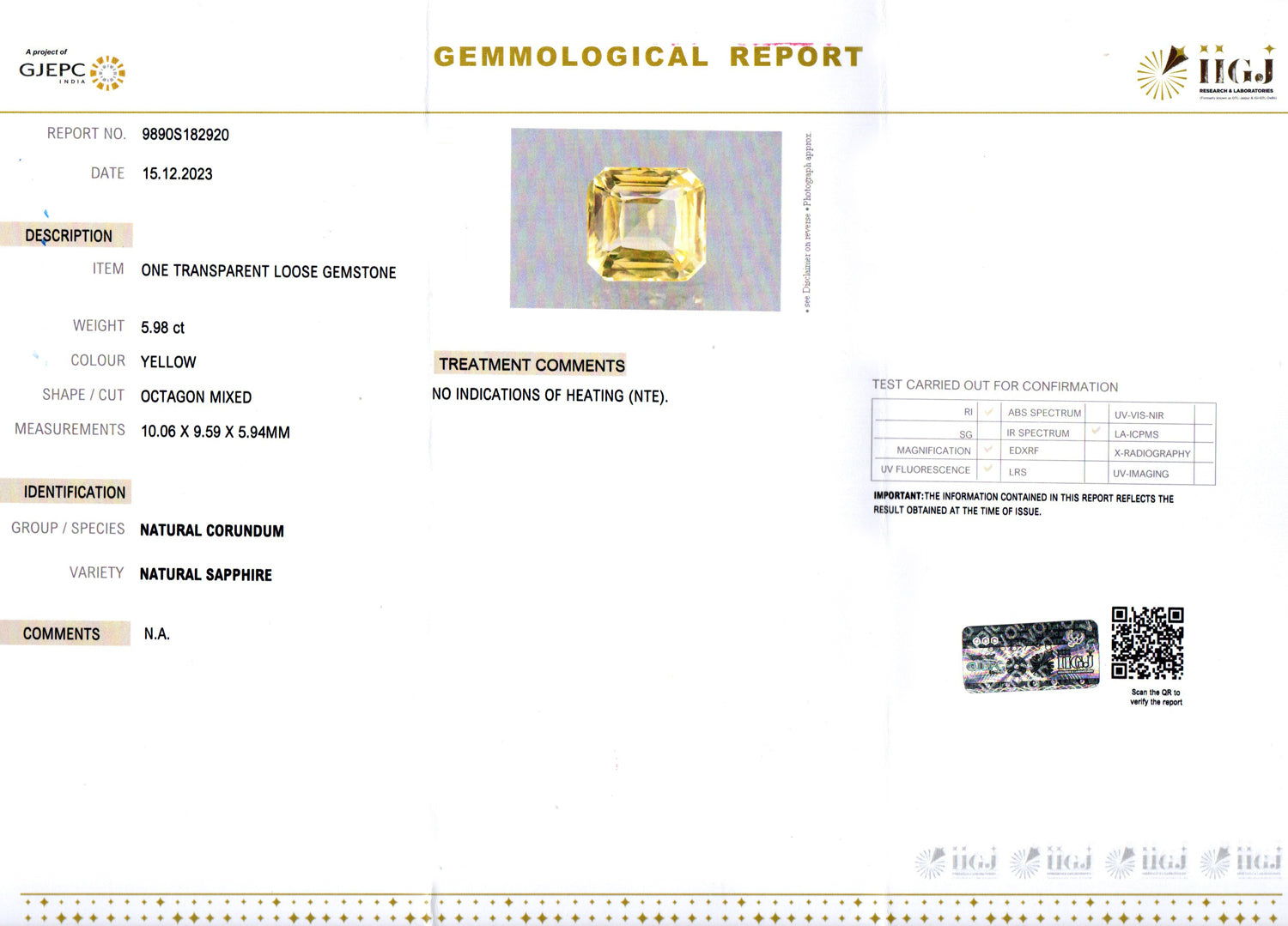 Yellow Sapphire - 5.98 Carats