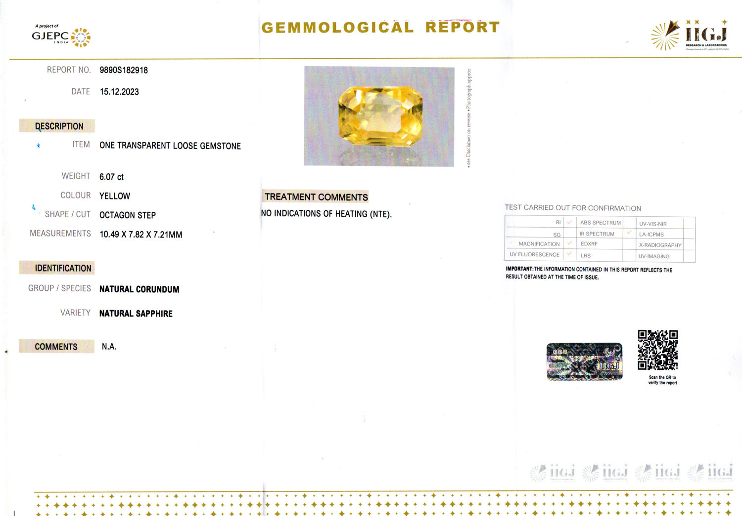 Yellow Sapphire - 6.07 Carats