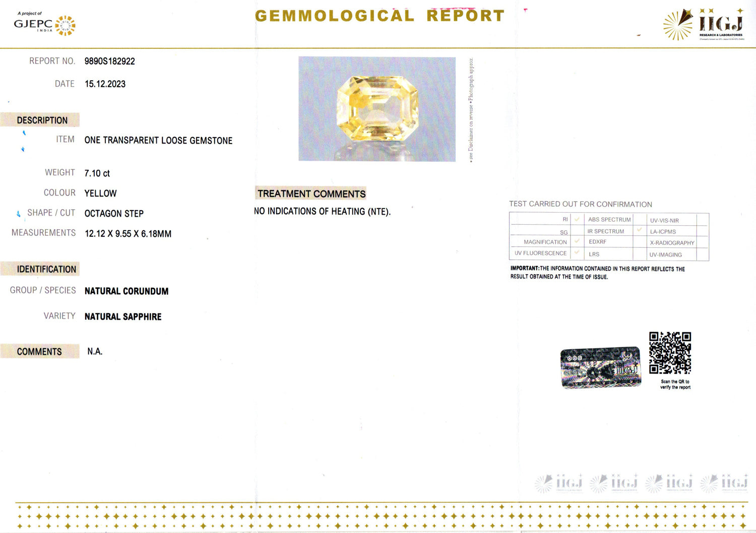 Yellow Sapphire - 7.10 Carats
