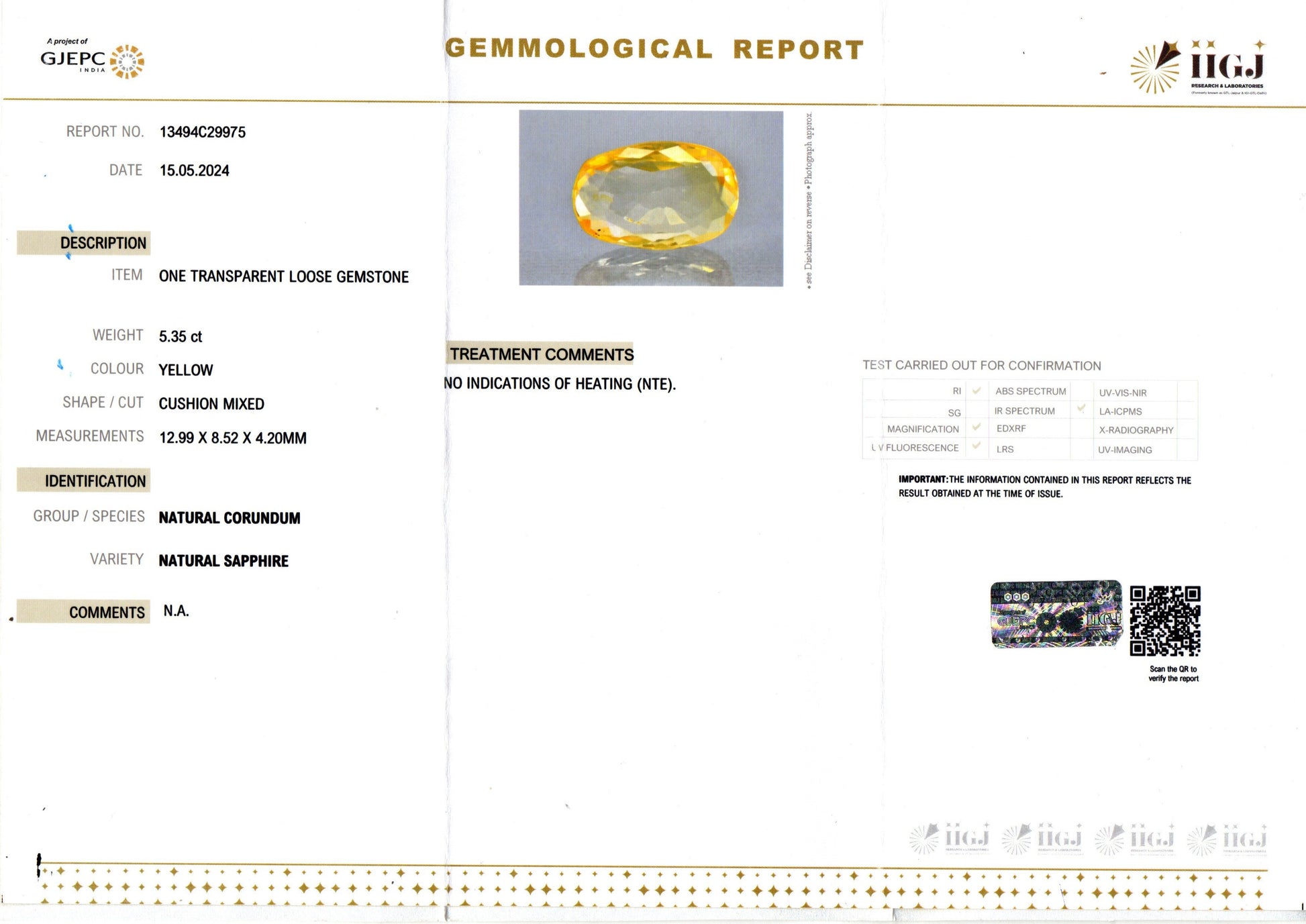 Yellow Sapphire - 5.35 Carats