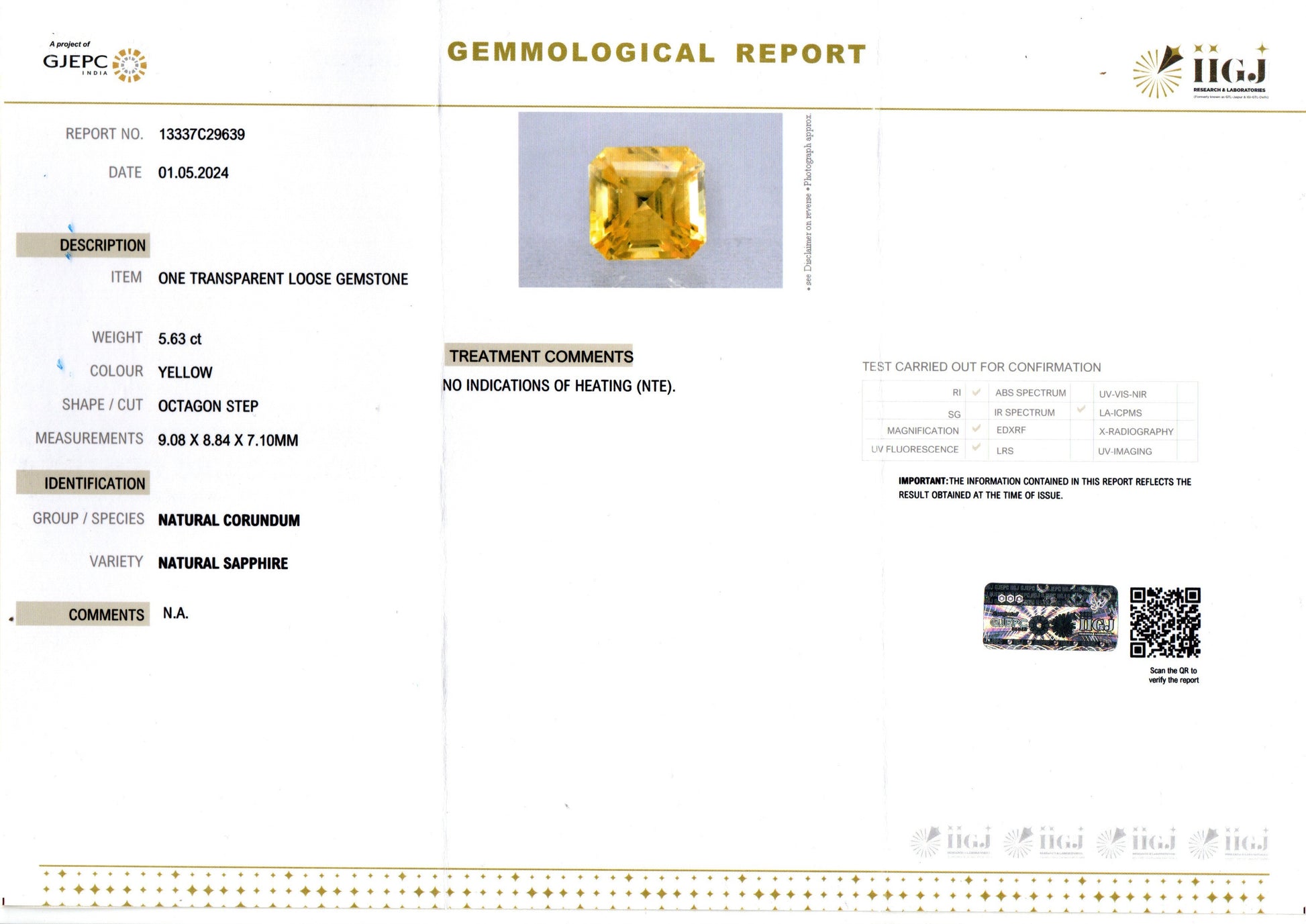 Yellow Sapphire - 5.63 Carats