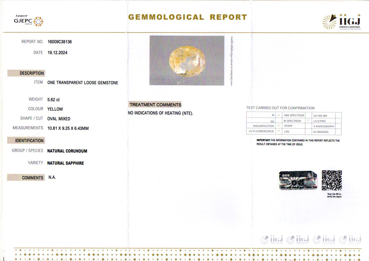 Ceylon Yellow Sapphire - 5.62 Carat Prime Quality CYS-3972