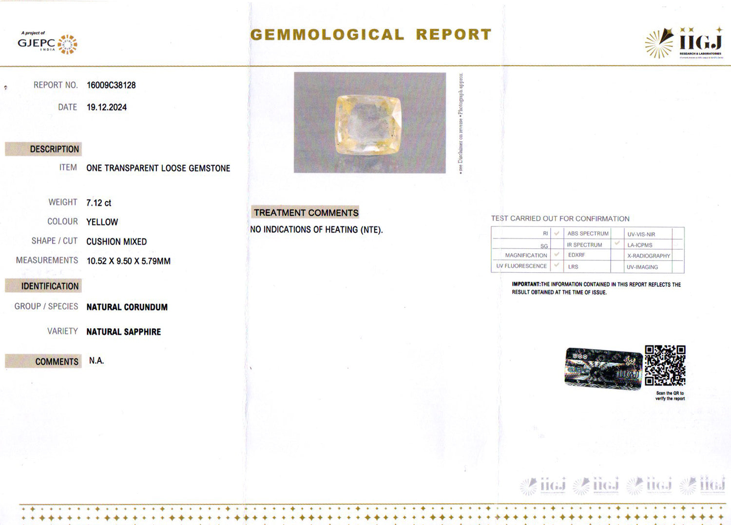 Yellow Sapphire - 7.12 Carats