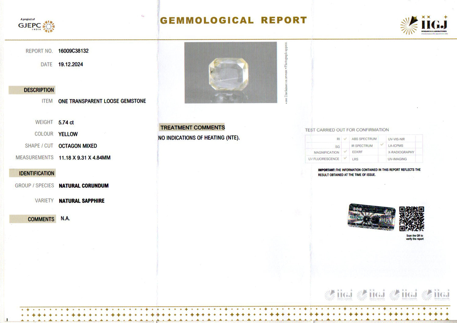 Yellow Sapphire - 5.74 Carats