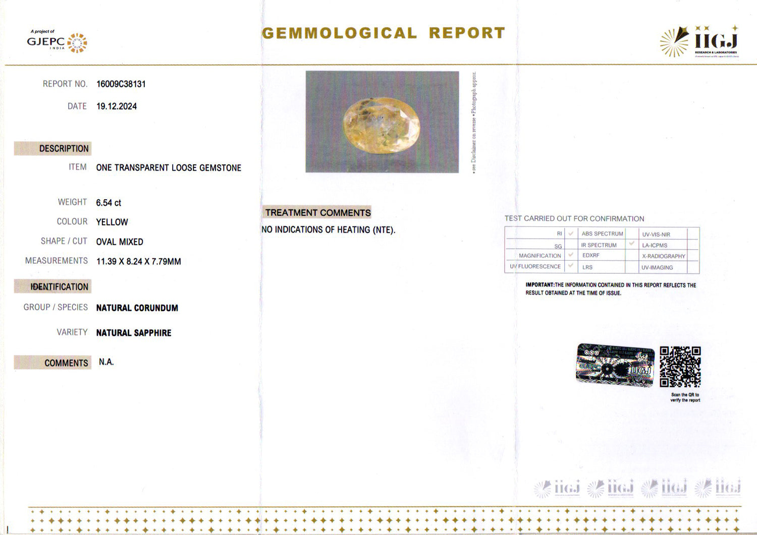 Ceylon Yellow Sapphire - 6.54 Carat Prime Quality CYS-3976