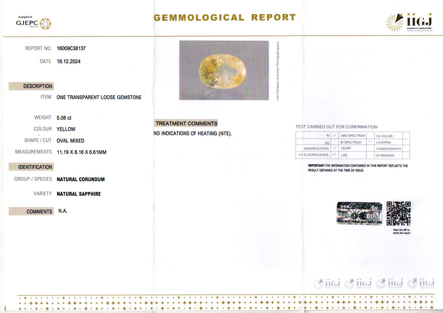 Ceylon Yellow Sapphire - 5.08 Carat Prime Quality CYS-3979
